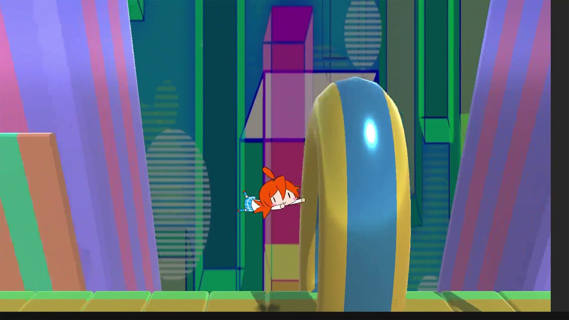 2.5Dアクションゲーム「走れ！キンギョたん！」のスクリーンショットの画像